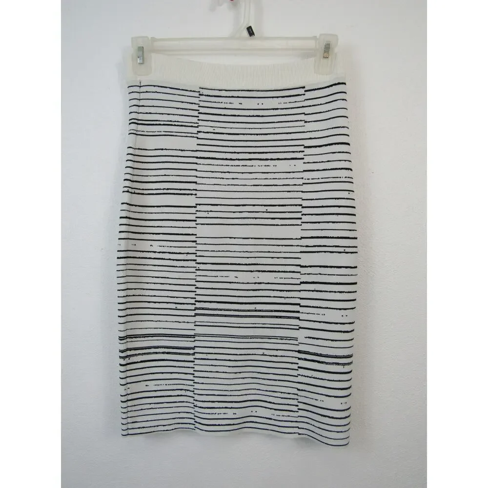 A.L.C. Medium Lyons Rayon-Blend Skirt in Black White Pencil Professional Wear